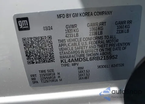 2024 Buick Encore Gx Sport Touring Fwd из США, поврежденный, VIN KL4AMDSL6RB215952